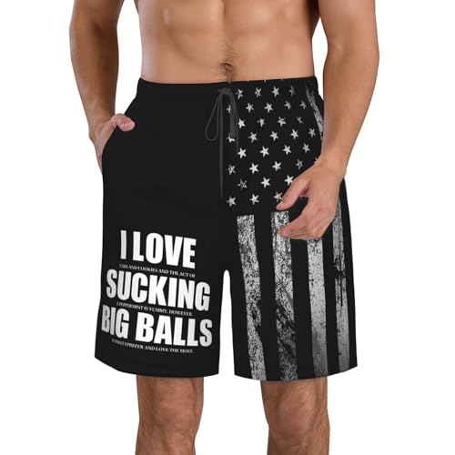 I Love Sucking Big Balls Swim Trunks Hawaiian Beach Short Quick Dry Board Shorts Fit Swimsuit Bathing Suit