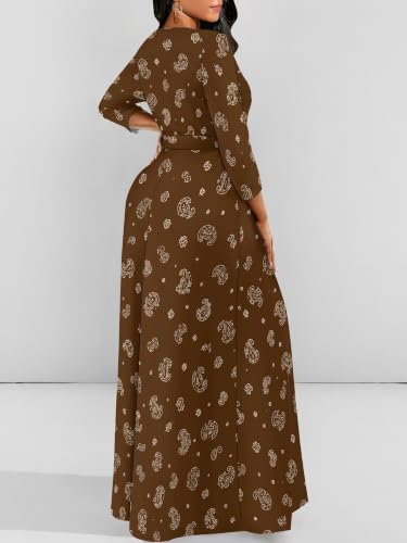 Image of PinkPatty Women's Long Sleeve Maxi Dress Plus Size Casual V Neck Wrap Dress with Pockets&Belt