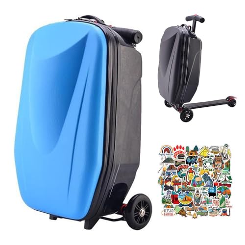 Maleta de mano rígida para patinete, multifuncional, ligera, con ruedas para aeropuertos y desplazamientos, plegable y desmontable para adultos/niños, Blue