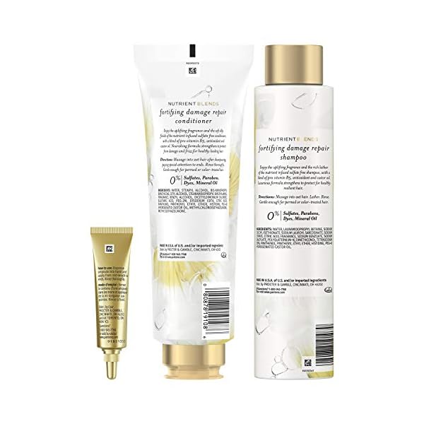 Pantene Sulfate Free Shampoo & Conditioner Set with Castor Oil+ Hair Mask Treatment, Nutrient Blends Fortifying Damage Repair