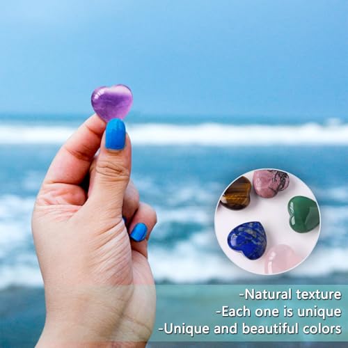 DALAETUS 24pcs Healing Crystals Heart Stones, Love Heart Natural Gemstones for lover, Valentine's Day, Multi Polished Pocket Stone for Stress Relief Reiki Chakra Healing, Meditation, Balancing Yoga - Image 5