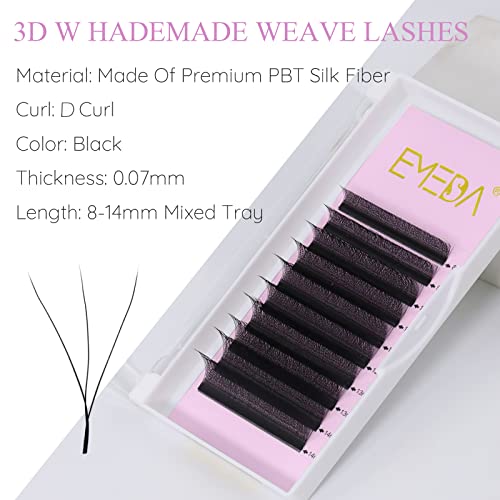 EMEDA W-shaped Premade Fans 0.07mm Lash Extensions D Curl 10mm Automatic Blooming Lashes Y Eyelash Extensions YY Volume Lashes Pre Made Fans W Lash Extensions Supply (0.07 D 10mm) - Image 3