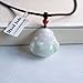Collectible Master Handmade Natural Jade Smiling Buddha Maitreya Pendant Necklace