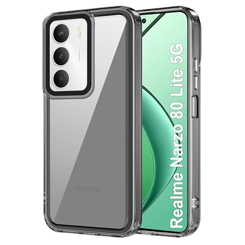 Image of Zapcase Back Case Cover for Realme Narzo 80 Lite 5G | Compatible for Realme Narzo 80 Lite 5G Back Cover | Case Cover with Camera Protection | (TPU + PC | Translucent Black)