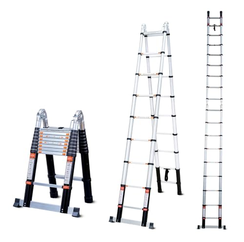 Bathla 18.5 Ft A-Type Foldable Aluminium Telescopic Ladder With 18 Steps | Portable & Compact | 2-Year Warranty | Multi-Purpose Ladder For Home, Industrial & Outdoor Use