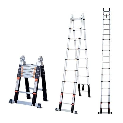 Bathla 18.5 ft A-Type Foldable Aluminium Telescopic Ladder | Portable & Compact |EN131 Certified with 2-Year Warranty |Multi-Purpose Ladder for Home, Industrial & Outdoor Use