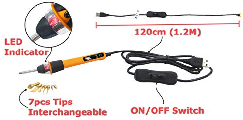 KINGTOOL 3D Printer Accessories Tool Kit, 3D Printing/Modify Finishing Tool, Cleaning Needle, Scarper (USB Powered) (Yellow)