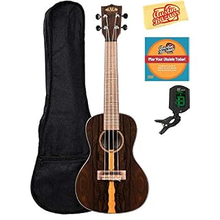Kala KA-ZCT-C Ziricote Concert Ukulele Bundle with Hard Case, Tuner, Austin Bazaar Instructional DVD, and Polishing Cloth - Les Beatles, Paul McCartney, John Lennon, RIngo Starr, George Harrison
