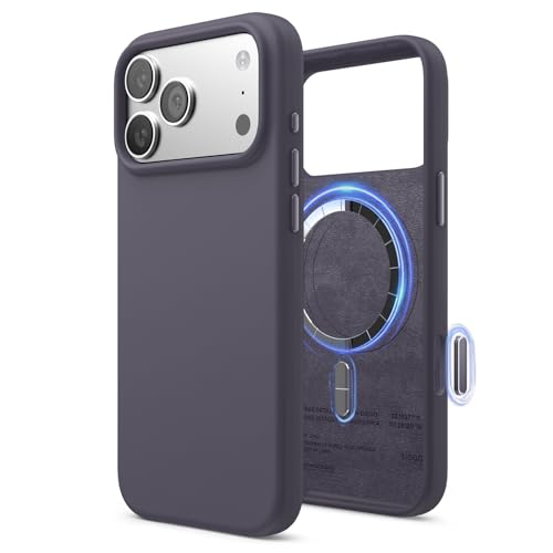 Image of elago for iPhone 17 Pro Max Case, Premium Magnetic Silicone Case, Compatible with MagSafe, Liquid Silicone Material, Protective Cover, Shockproof, Slim Phone, 6.9 inch (Deep Lavender)
