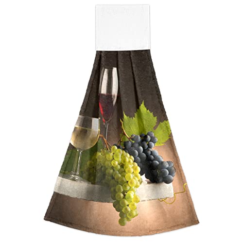Boccsty Wine Glasses Hanging Kitchen Towels 2 Pieces Grapes Fruits Dish Cloth Tie Towels Hand Towel Tea Bar Towels For Bathroom Farmhous Housewarming Tabletop Home #TOP1