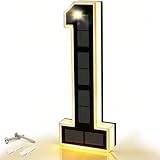 DIBMS 9 Inch Solar Lighted House Numbers for Outside, Waterproof LED Illuminated Address Sign, Personalized Digital Lamp for Home Exterior Residences Apartments Hotels Factories (Number 1-Black)