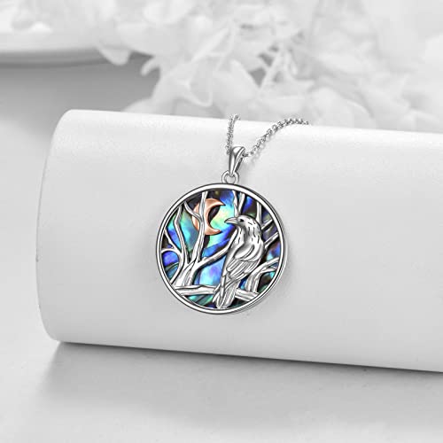 YFN Raven Crow Necklace Sterling Silver Crescent Raven Pendant Necklace Viking Jewelry Gifts for Women Men2