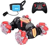 Deerbb Gesten-Sensing RC Twist Auto Vierradantrieb Geländewagen Stall Fernbedienung Auto Deformation Fernbedienung Mutter Kind Elektrisches Spielzeug (Rot)