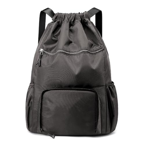 Image of Sports Drawstring Backpack Gym Sack with Shoe Compartment, Durable Oxford Fabric, Wet-Proof Pocket, Water-Resistant Cinch Bag for Men & Women, Foldable & Spacious Athletic Sackpack for Travel Fitness