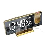 ⏰ 【Double Alarms】 Double Alarm Le permite, así como su pareja, para establecer el tiempo de despertar por separado sin reiniciar. La función de repetición le permite dormir de 5 a 60 minutos más antes de apagar el fuego nuevamente. Con este despertador de proyección, puede planificar bien su tiempo.