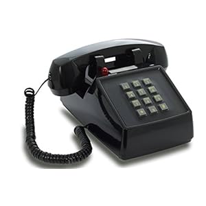 Opis Technology PushMeFon Cable: 1970er Designer Retro Tastentelefon Schnurgebunden/Festnetztelefon Schnurgebunden/Retro-Telefon in modernen Farben mit Metallklingel (schwarz)