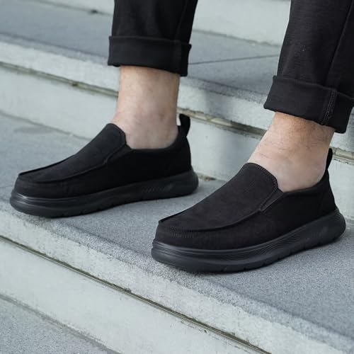 Image of 1TAZERO Mens Wide Width Slip On Shoes with Arch Support Insoles Men Lightweight Casual Loafer for Elderly & Wide Feet Plantar Fasciitis Walking Shoes