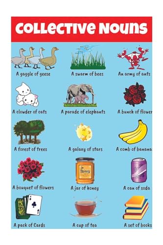 Go Green Tale Kids Educational Sticker Poster|Collective Nouns Animals|Multicolour Wall Decor|Educational and Colorful Style|Paper Material|Poster Item Type