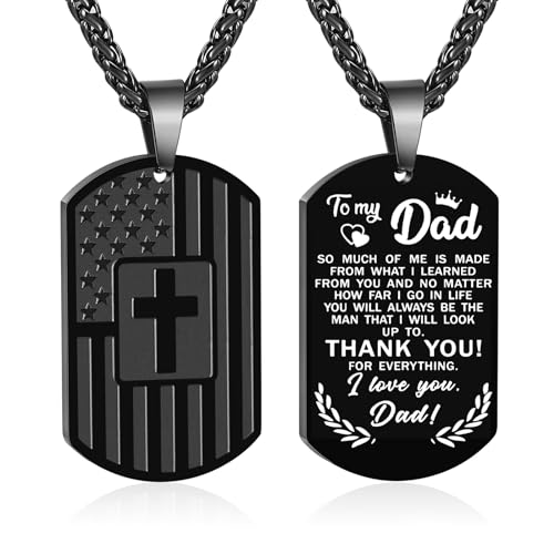 Zocomi To My Son Dad Brother Husband Grandson Grandpa Boyfriend Man Dog Tag Cross Necklace Christian American Flag Birthday Graduation Gifts Jewelry for Men Boys