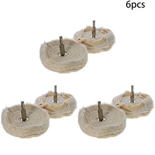 Image of Utoolmart 4-Inch Buffing Polishing Pad Wheel Cotton with 1 /4-inch Handle for Manifold Aluminum Stainless Steel Chrome 6 Pcs
