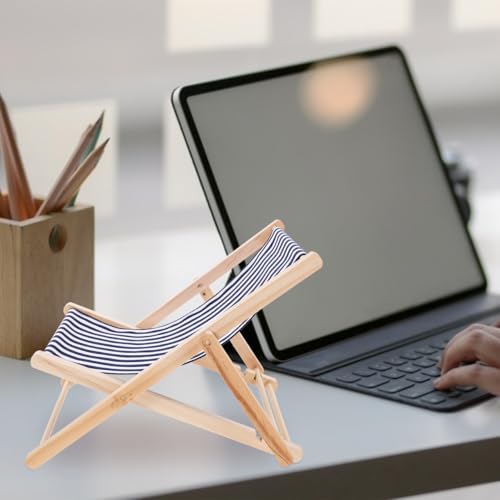 Décorations de gâteau mini chaise de plage NUOBESTY support téléphone bois - 5