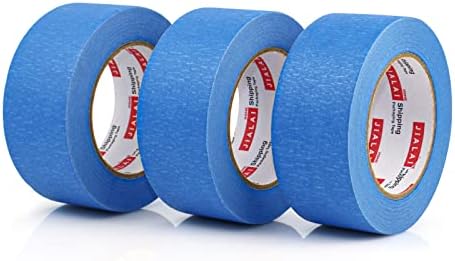 JIALAI HOME 3 Pack Blue Painters Tape 1.88 Inches x 60 Yards, Premium Crepe Paper Masking Tape for Painting, Crafts and DIY - Professional Grade Paint Tape, No Residue and Easy Removal