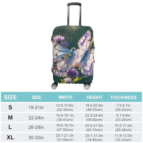 White Purple Butterflies Luggage Cover Elastic Suitcase Protector Case Anti-Scratch Washable Baggage Covers Protector For Traveling, Aircraft Consignment XL2