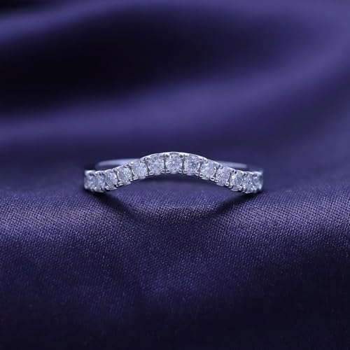 SAVEARTH DIAMONDS 1/3 Carat (ctw) Round Lab Grown Diamond Half Eternity Curved Wedding Band In 14k White Gold Over Sterling Silver for Women with 2.5MM Width, (0.33 Ctw) Ring Size-8.5 - Image 4