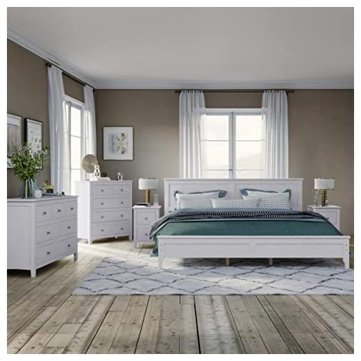 Harper & Bright Designs Bedroom Sets, 5 Pieces Bedroom Sets with King Size Bed, 2 Nightstand End Table, Dresser and Chest, Wood Bedroom Furniture Set (White+King, 5 Piece)