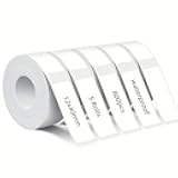 5Rolls White Label Tape 12mmx40mm Compatible with Phomemo D30 D35 Label Maker Waterproof Laminated Custom Stickers Office Labels Replacement (White)