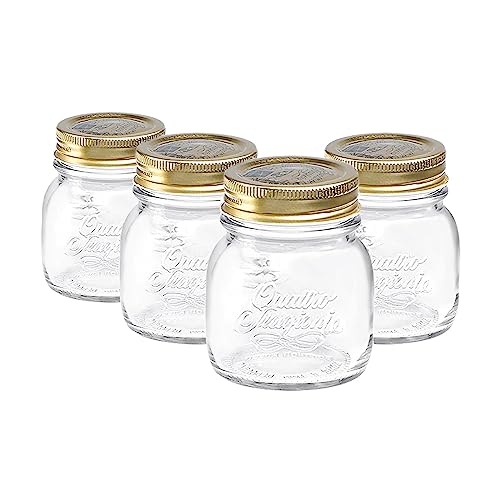 Bormioli Rocco - Set di 4 barattoli per conserva alimentare con coperchio a vite ermetico, collezione Quattro Stagioni, Vetro, Jar Size: 150ml