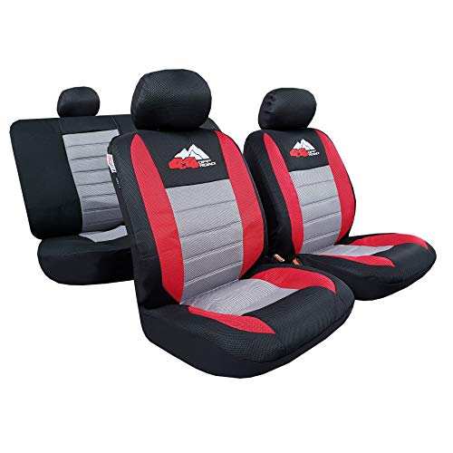 New 3D Airflow Mesh Embroidery Car Seat Covers Universal Size 9pcs Red