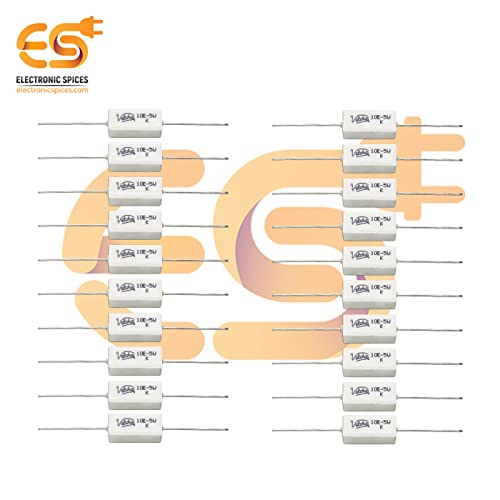 Image of Electronic Spices 10 Ohm (Ω) 5 Watt Fusible Ceramic Cement Power Resistor Pack of 5pcs