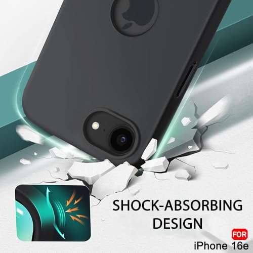 Image of TheGiftKart Liquid Silicone Back Cover Case for iPhone 16e | Soft Micro-Fibre Lining Inside | Camera & Screen Protection | Shockproof Back Cover Case for iPhone 16e (Silicone, Black)