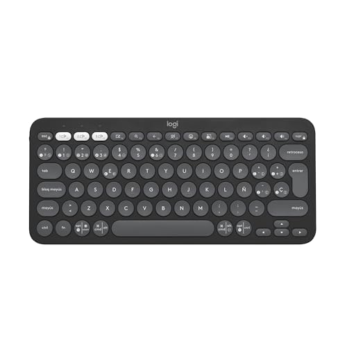 Logitech Pebble Keys 2 K380s, Teclado Bluetooth multidispositivo, accesos directos, estilizado y portátil, Easy-Switch, Windows, macOS, iPadOS, Android, ChromeOS, Disposición QWERTY Españo – Grafito
