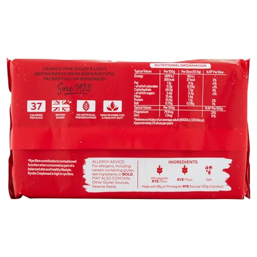 Ryvita Original Crispbread, Low Fat, Healthy Snack, High in Fibre, 250 g