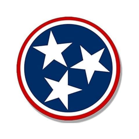 GHaynes Distributing Round RED Tennessee 3 Stars Logo Sticker Decal (decal flag tn tenn) Size: 4 x 4 inch Cover