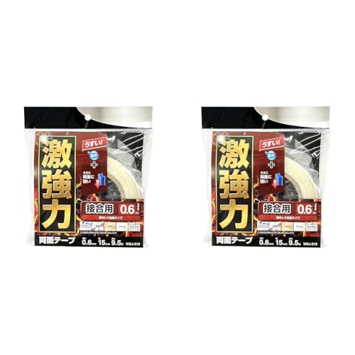 和気産業 激強力両面テープ 接合用 厚み0.6mm×幅15mm×長さ9.5m 凹凸 粗面 曲面 プラスチック 金属 木材 WSJ215 (× 2)