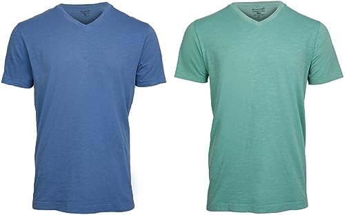 RuckFitt Premium Garment Dyed Slub Cotton V-Neck T-Shirt for Men - 2-Pack