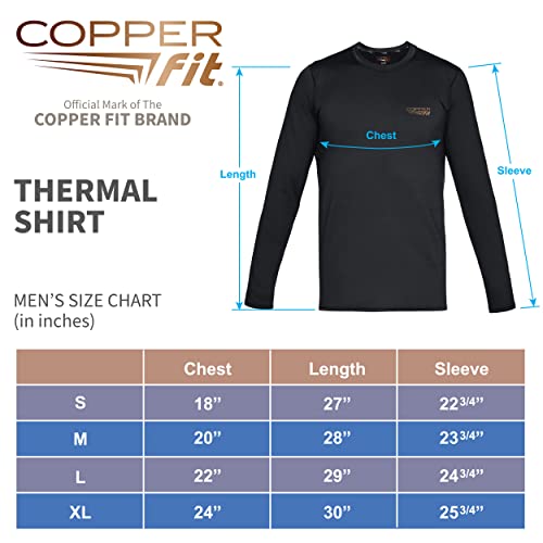 Copper Fit Standard Men's Long Sleeve Thermal Shirt, Black, X-Large #TOP2