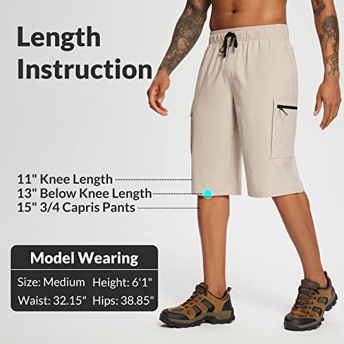 BALEAF Short masculino longo de 33 cm abaixo do joelho, leve, de secagem rápida, para caminhadas, co