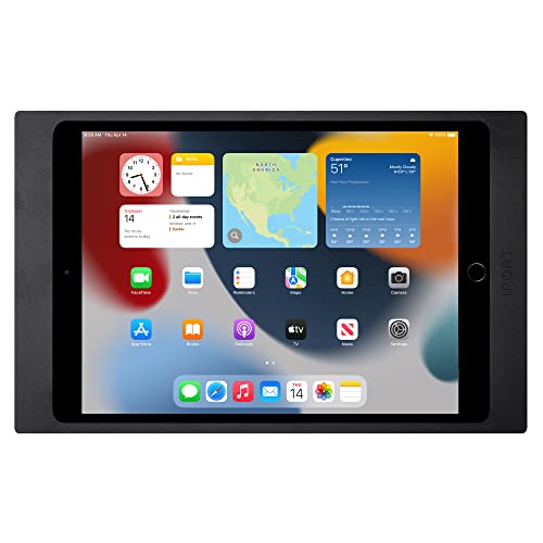 iPort 70808 Surface Mount System iPad Wall Mount – Slim & Secure iPad 10.2" (9th, 8th, 7th Gen) Enclosure | Built-in PoE Charging | Aluminum Flush Wall Dock for Smart Home & Commercial Use – Black