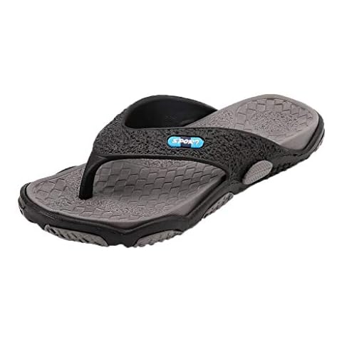 JLGY Men's Slippers Black Flip Flops Beach Shoes Summer Toe Sandals Home Bathroom Slippers Soft Sole Non-Slip Toe Separator Shower Shoes Beach Summer Shoes Bathing Shoes, gray, 10.5 UK Cover