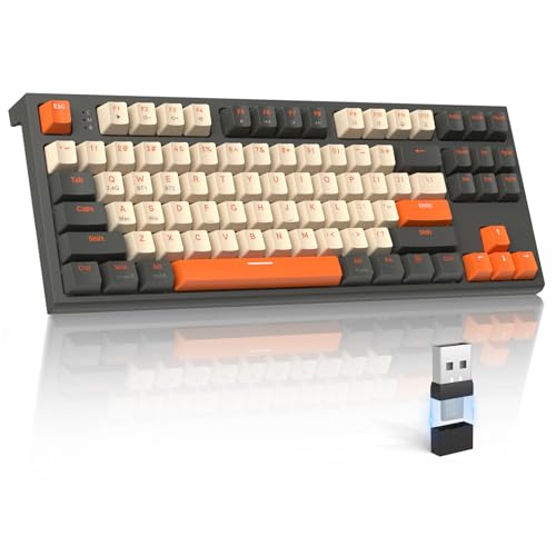 Teclado mecánico inalámbrico de 87 teclas QWERTY receptor BT/2.4Ghz LexonElec M88 PBT