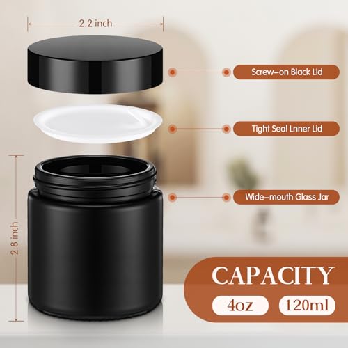 Image of Norme 48 Pcs 4 oz Glass Jars with Lids Cosmetic Jars, Frosted Black