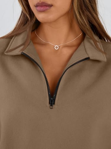 Image of Trendy Queen Women's Oversized Half Zip Fleece Sweatshirts-Cozy Pullover, Sweaters for Fall Winter