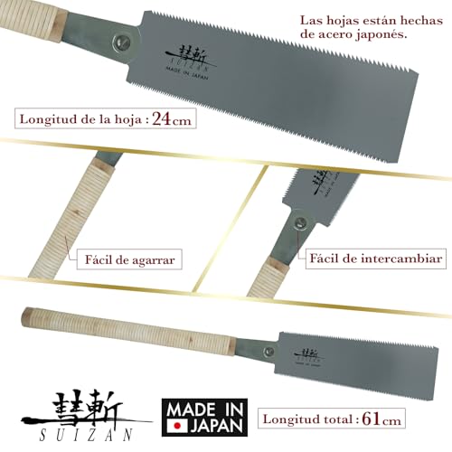 Miniatura 2 de Suizan Ryoba Sierra Japonesa De Doble Filo 240mm - Serrucho De Mano Profesional Herramientas Carpinteria Madera