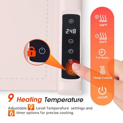 Warming Mat For Food Extra Large- 36"x16" Electric Warming Trays for Buffets Party, Food Warmers For Thanksgiving, Christmas House Warming Gift, Portable Heating Mat with 9 Temp Settings & 6H Timer by BOMOVA - Used condition - Image 4