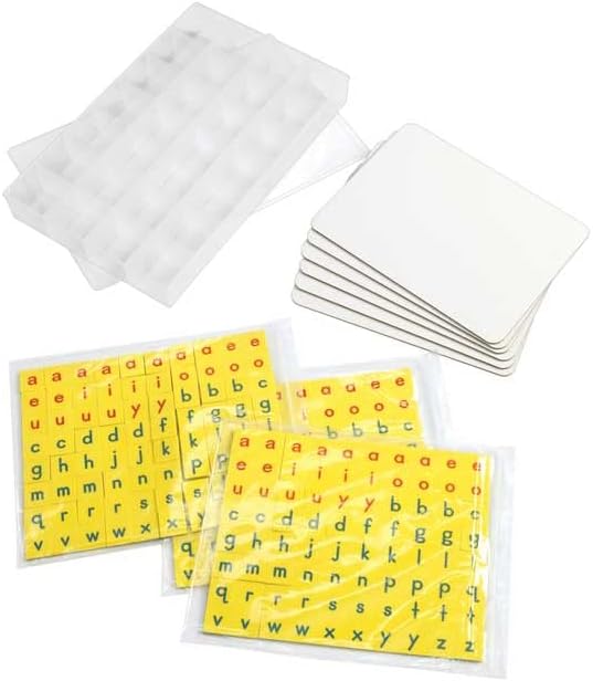 Really Good Stuff Pizarras magnéticas de borrado en seco con azulejos de letras de espuma, paquete de 6 estudiantes