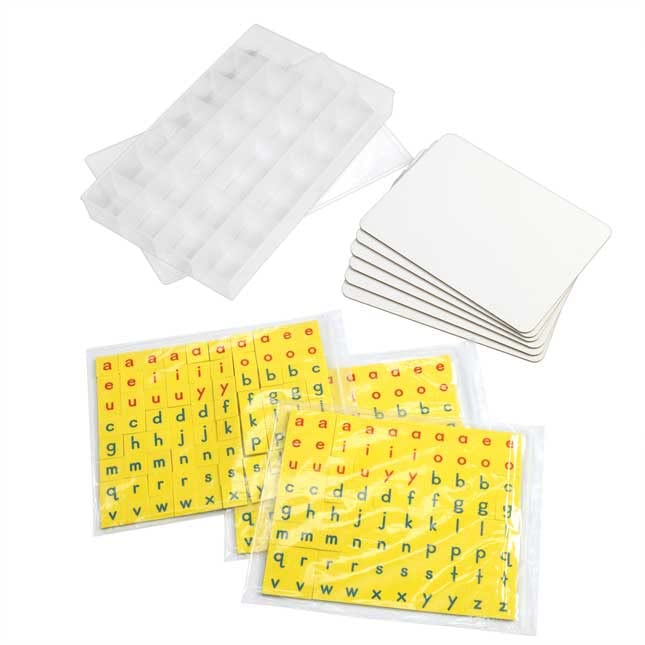 Really Good Stuff Pizarras magnéticas de borrado en seco con azulejos de letras de espuma, paquete de 6 estudiantes